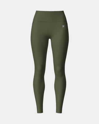 Front view of Kinia’s Lume Leggings in Sage green – high-waisted sculpting leggings designed for women, made with KiniaSoft fabric for breathable compression, four-way stretch, and second-skin feel. Ideal for training, muscle building, and active recovery.